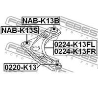 Boccola braccio oscillante posteriore NAB-K13B FEBEST per NISSAN MICRA IV NOTE