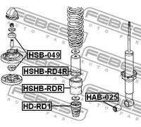 Boccola sospensione HAB-025 FEBEST per HONDA CRX III CIVIC V Hatchback CR-V I