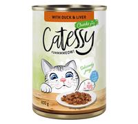 Bocconcini in Salsa o Gelatina Catessy 12 x 400 g Umido per gatto - con Anatra e Fegato in Salsa