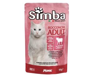 BOCCONCINI PER GATTI 'ADULT' manzo e piselli - gr 100 24 PZ