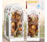 Bocguy Book Nook Kit, casetta da giardino fai da te in miniatura con mobili e luce a LED, casa delle bambole fai da te in legno, serra 3D puzzle in legno, Booknooks, Diorama, modellismo per adulti,
