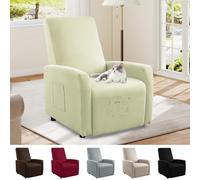 Bocguy Copripoltrona Relax Reclinabile, Copripoltrona 1 Post Poltrone Relax Elettriche, Copridivano Impermeabile. Rivestimento Elasticizzato con Tasche, Rivestimento per Poltrona (Giallo Crema)