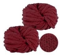 Bocguy Lana Spessa per Lavorare a Maglia, 250g x2, Rosso Intenso, Morbida e Calda, Per Cappelli, Sciarpe, Coperte