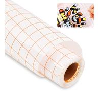 Bocguy Pellicola di Trasferimento per Vinile Adesivo, 30.5 CM x 600 CM Application Tape per Vinile, Nastro di Trasferimento Griglia con Allineamento Arancione, Può Essere Tagliato Liberamente