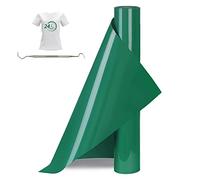 Bocguy Vinile Termoadesivo per Tessuti Verde, 30.5 CM X 377 CM Rotoli di Vinile Trasferimento Termico con Gancio, Termovinile per Cricut e Cammeo (Verde)