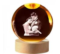 Bocheng Luce notturna a LED con sfera di cristallo personalizzata, decorazione per camera da letto e ufficio, regalo per matrimoni, genitori, animali domestici (6 cm)