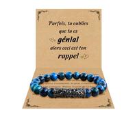 BOCHOI Bracciale per Uomo e Donna, 8mm Amaro Nero Ematite Bracciale Occhio di Tigre Blu Bracciale di Perle di Pietra Naturale Regalo per Uomo Donna Compleanno Anniversario Regalo