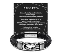 BOCHOI Bracciale Regalo per la festa del Papà - Incisione “Papà” intrecciata in vera pelle - Regalo per la festa del papà