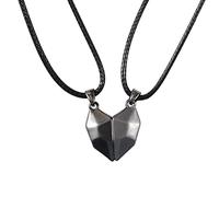 BOCHOI Collana per coppie a distanza magnetica abbinata a due anime con un ciondolo a forma di cuore regalo per fidanzata fidanzato amante gioielli in pietra nera che desiderano