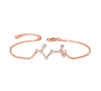 BOCHOI Constellations Rose Gold Scorpio Zodiac Sign Bracelet for Women Girls Bracelet Astrology Horoscope CZ Jewelry Gift for Mother Daughter BFF Birthday Adjustable Chain 6+2IN