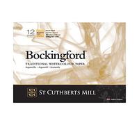 BOCKINGFORD ST Cuthberts blocco carta per acquerello,collato lato lungo A3,12 fogli, bianco, grana ruvida, 300gm