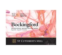 BOCKINGFORD ST Cuthberts blocco carta per acquerello,collato lato lungo A3,12 fogli, bianco, grana satinata, 300gm