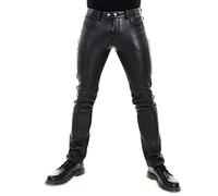 Bockle® New 5 Bob Pants Buttons Pantaloni di Pelle Pantaloni da Uomo in Pelle Uomo Jeans, Size: 34W / 36L