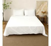 BOD HOME, Set di lenzuola 4 pezzi, lenzuolo a scomparsa - Top a scomparsa 160X200cm, 2 federe 50x70cm, biancheria da letto 100% poliestere, morbida, colore bianco pieno, personalizza il tuo spazio