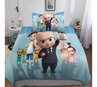 BODAHL Baby Boss Biancheria Da Letto Set 2 Pezzi In Microfibra Con Federa Zip Nascosta Animation Copripiuminoetto Adatto A Ragazzi E Ragazze Single(135x200cm)