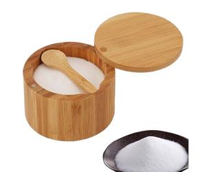 Bodega De Sal - 3.54 Inches Madera Acacia Natural | Cuenco Especias Tapa - Salero Madera Cuchara - Recipiente Elegante De Alta Calidad Para Mantener Sus Condimentos Secos En La Cocina.