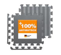 BodenMax Tappeto fitness a incastro in EVA conDOPPIA AZIONE ANTISCIVOLO [+100% protezione antiscivolo] per allenamento e attrezzatura fitness | 32 x 32 x 1 cm | 12 Pezzi | Grigio