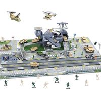 Boderam Militare trasporto merci aereo auto giocattolo con veicolo soldato elicottero combattimento, modello giocattolo con figure,Mini veicolo da combattimento esercito uomini base carta da gioco per