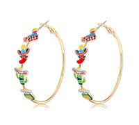 Boderier Orecchini a cerchio in oro da donna Cinco De Mayo Sombrero Pinata Fiesta orecchini messicani vacanze carnevale gioielli regali, 2 inches, Smalto, Non pietra preziosa