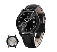 BODERRY Orologio da polso da uomo con micro-rotore, automatico, impermeabile, in acciaio inox, meccanico, da lavoro, con zaffiro, nero/nero/argento