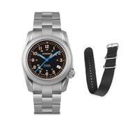 BODERRY Orologio Uomo Automatico Titanio - 40mm Orologio da Campo Militare, Movimento Meccanico Giapponese, Funzione Giorno-Data, Corona a Vite, Impermeabile 100m, Bracciale in Titanio - Voyager