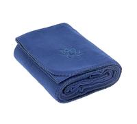 BODHI ASANA Blanket - Coperta da yoga morbida e calda per Shavasana, coperta da meditazione in pile con ricamo a loto, coperta per divano e copridivano, 150 x 200 cm (blu scuro)