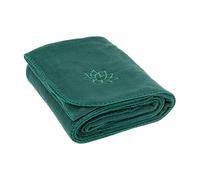 Bodhi ASANA - Coperta da yoga, morbida e calda, coperta da meditazione per Shavasana, copriletto in pile con ricamo a loto, 150 x 200 cm (verde scuro)