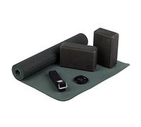 Bodhi Set completo di base per yoga | Set composto da: 1 tappetino da yoga in TPE, 2 trucchi da yoga in Eva (gomma espanso) e 1 cinghia da yoga in cotone | set per principianti di yoga (nero)