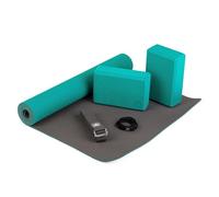 Bodhi Set completo per yoga, tappetino da yoga antiscivolo in TPE, con 2 bastoncini da yoga in Eva (gomma espanso) e 1 cintura da yoga in cotone, set per principianti di yoga, petrolio