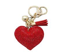 Bodhi2000 Ciondolo a forma di cuore con strass alla moda e abbagliante, per borsa, portachiavi, idea regalo, Rosso, Etichettalia unica