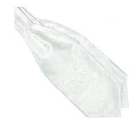 Bodhi2000 - Cravatta da uomo in misto seta con nodo Ascot per matrimoni, classica - Bianco