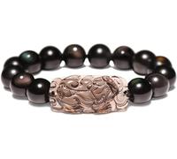 BODHIS Bracciale in Ossidiana Nera, Bracciale Chakra Spirituale in Ossidiana Dorata Naturale, amuleto Portafortuna Regolabile