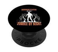 Bodhran Giocatore di Day Zombie di notte Divertimento Halloween Bodhrán PopSockets PopGrip Adesivo