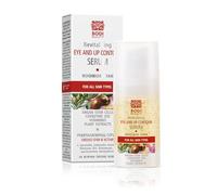 BODI BEAUTY Siero anti-età per occhi e labbra, 15 ml, acido ialuronico, Q10, rooibos, acqua di rose e vitamina E | Umidità ed elasticità | contro le parti stanche, ad assorbimento rapido, dispenser