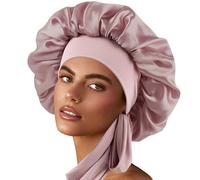 Bodiiwuliu Berretto da Notte A Nastro, Cuffia da Notte per Donna in Seta di Gelso, Cofano di Seta Riutilizzabili, Cura dei Capelli, per Capelli Ricci e Lunghi (Fagiolo Rosso)