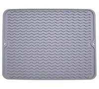 Bodiiwuliu Tappetino Scolapiatti Silicone, 30 * 40cm Tappeto Cucina a Forma Design Antiscivolo, Resistente al Calore, Sgocciolatoio per Lavello, per Cucine, Lavandini e Bagni (Grigio)