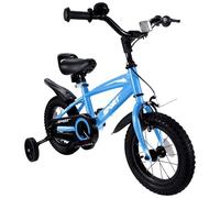 BODIOO Bicicletta per bambini da 12 pollici con sedile regolabile, doppi freni, ruote stabilizzatrici, riflettore e parafango, adatta per ciclisti da 84 a 97 cm (blu)