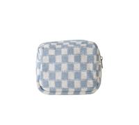 BODOBTF Borsa cosmetica lavorata a maglia a scacchiera per le donne mini borse per il trucco a reticolo carino plaid multi-funzione custodia organizer sacchetto, N. 1., Taglia unica