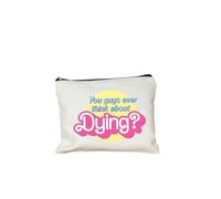 BODOBTF Come on Barbie borsa per il trucco da donna in tela con stampa di cartoni animati borsa portamatite portafoglio studente astuccio toilette regalo riutilizzabile, 1, 22cmX18cm