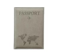 BODOBTF Custodia per passaporto con mappa del mondo, stampa a caldo, semplice aereo, per donne e uomini, regalo di nozze alla moda, a grigio, Taglia unica