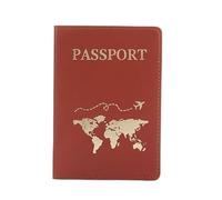 BODOBTF Custodia per passaporto con mappa del mondo, stampa a caldo, semplice aereo, per donne e uomini, regalo di nozze alla moda, B Cachi Scuro, Taglia unica