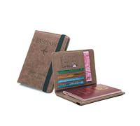 BODOBTF Custodia per passaporto in pelle con fascia elastica da viaggio porta passaporto portafoglio uomo donna passaporti carta documento copertina, Caff, Taglia unica