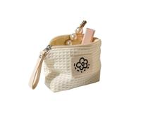BODOBTF Piccola borsa per il trucco verde Matcha da donna Portamonete Portamonete Commuter Rossetto Cuffie Storage Bag Doppia Catena di Tela Portachiavi, bianco, Taglia unica