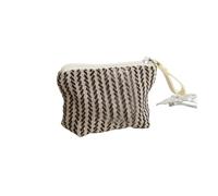 BODOBTF Piccola borsa per il trucco verde Matcha da donna Portamonete Portamonete Commuter Rossetto Cuffie Storage Bag Doppia Catena di Tela Portachiavi, Strisce kaki, Taglia unica