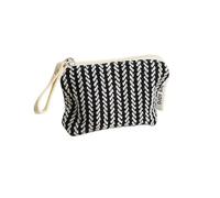 BODOBTF Piccola borsa per il trucco verde Matcha da donna Portamonete Portamonete Commuter Rossetto Cuffie Storage Bag Doppia Catena di Tela Portachiavi, Strisce nere, Taglia unica