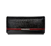 BODOBTF Portafoglio da donna in vera pelle femminile designer portafoglio di lusso marca donna ID titolare della carta portamonete portamonete Lady Money Bag Clutch Purse, Nero , Taglia unica