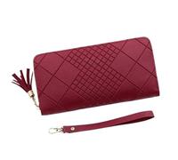 BODOBTF Portamonete con cerniera portamonete da donna porta carte lungo portafoglio in pelle PU grande capacità Lady Wristlet borse per telefono tasca per soldi, Rosso, Taglia unica