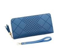 BODOBTF Portamonete con cerniera portamonete da donna porta carte lungo portafoglio in pelle PU grande capacità Lady Wristlet borse per telefono tasca per soldi, Blu, Taglia unica
