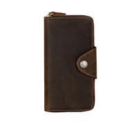 BODOBTF Retro Uomo Lungo Portafoglio Zip Intorno Vera Pelle Bovina Cavallo Pazzo Moneta Titolare per Uomo Regalo Fermasoldi Titolari di Carta, Colore unico, Taglia unica