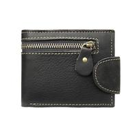 BODOBTF Vera Pelle di Vacchetta Uomini Portafoglio Piccolo Mini Titolare Della Carta Vintage Portfolio Portomonee Hasp Maschio Pockect Borsa Moda, Nero , Taglia unica